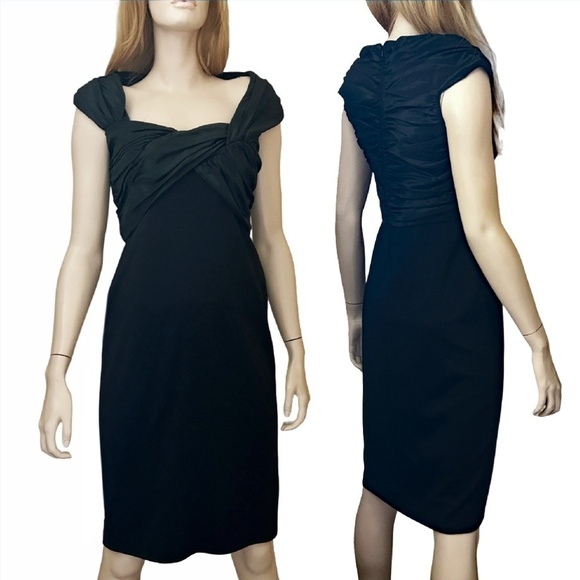 Tadashi Collection Dress Sheath Cocktail Twist Front Bodice Ruched Shoji - Picture 13 of 16